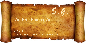 Sándor Geminián névjegykártya